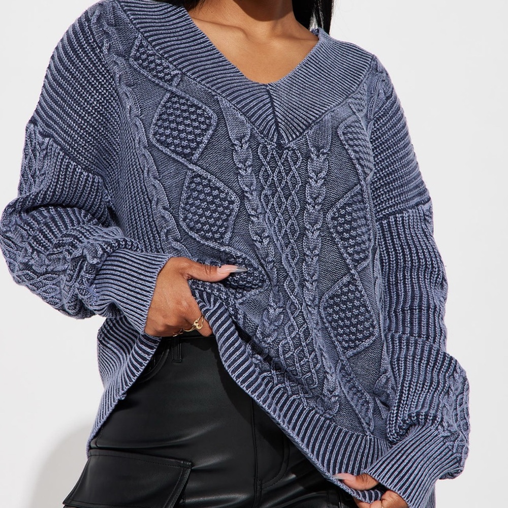 Blue Cable Knit Sweater